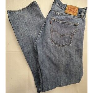 Levis Mens Style 501 Medium Wash Button Fly Denim Blue Jeans 36x31 Actual Size